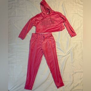 Pink Velour Juicy Couture Hoodie and Jogger Set